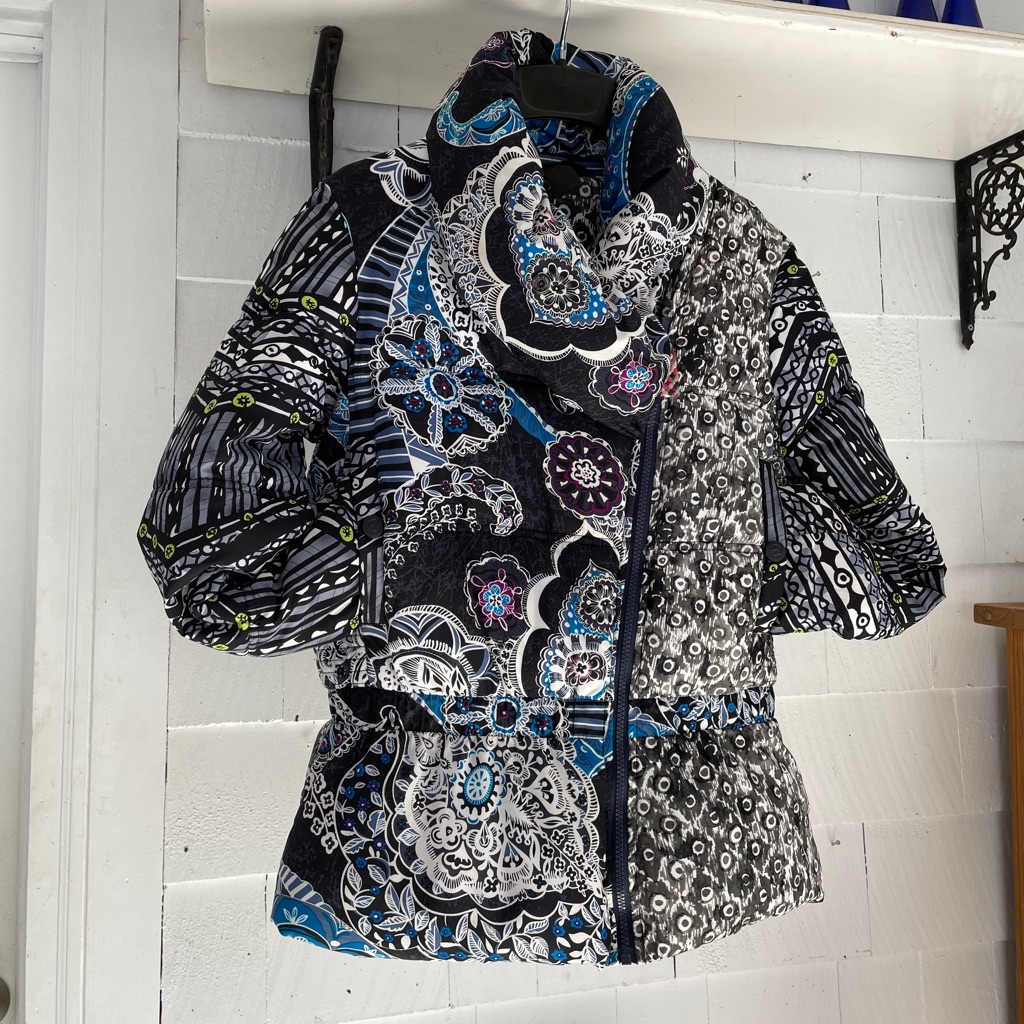 Desigual Blue Floral Puffer Jacket